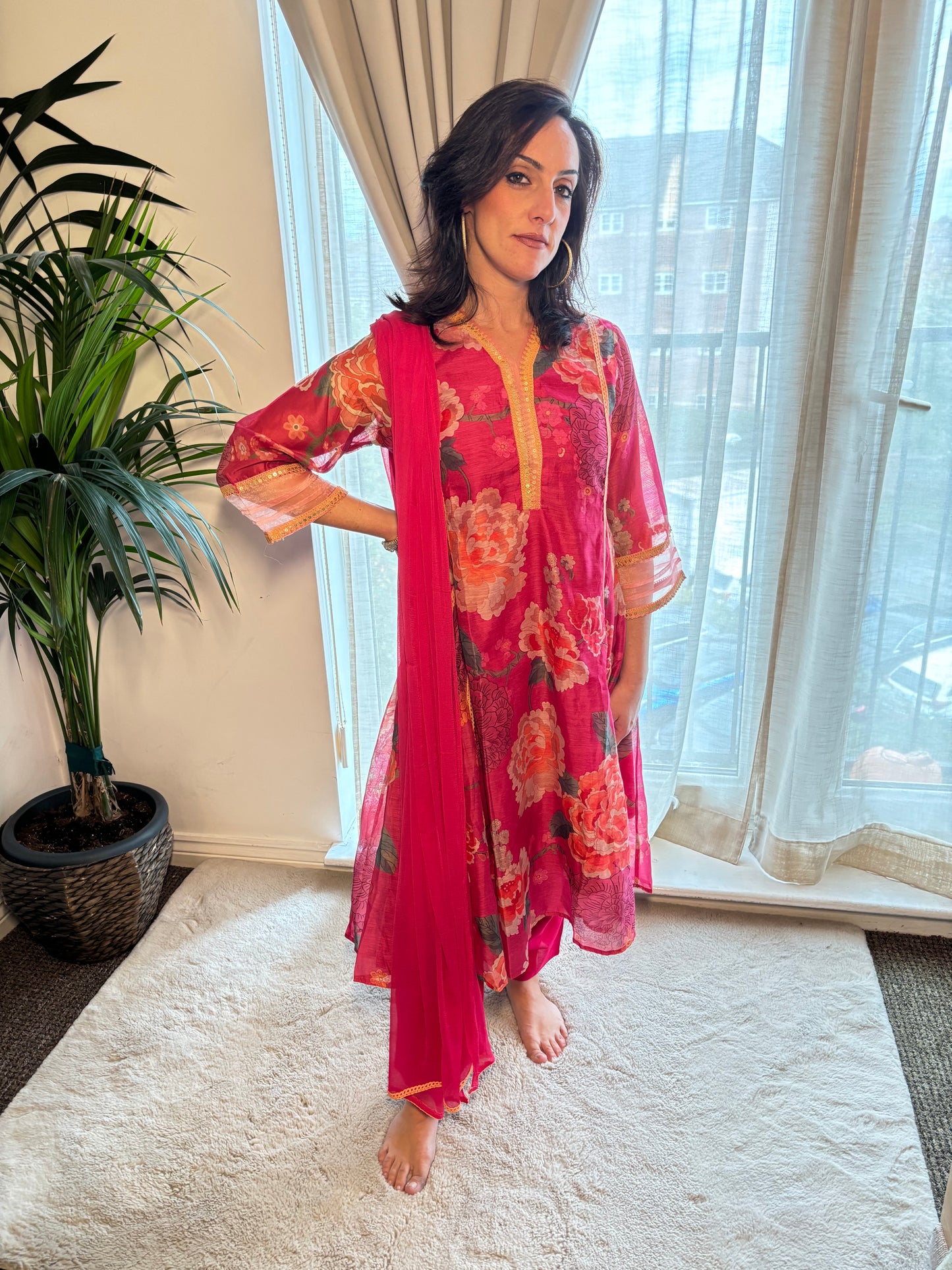 SAMARA – Floral Embroidered Chanderi Anarkali Set