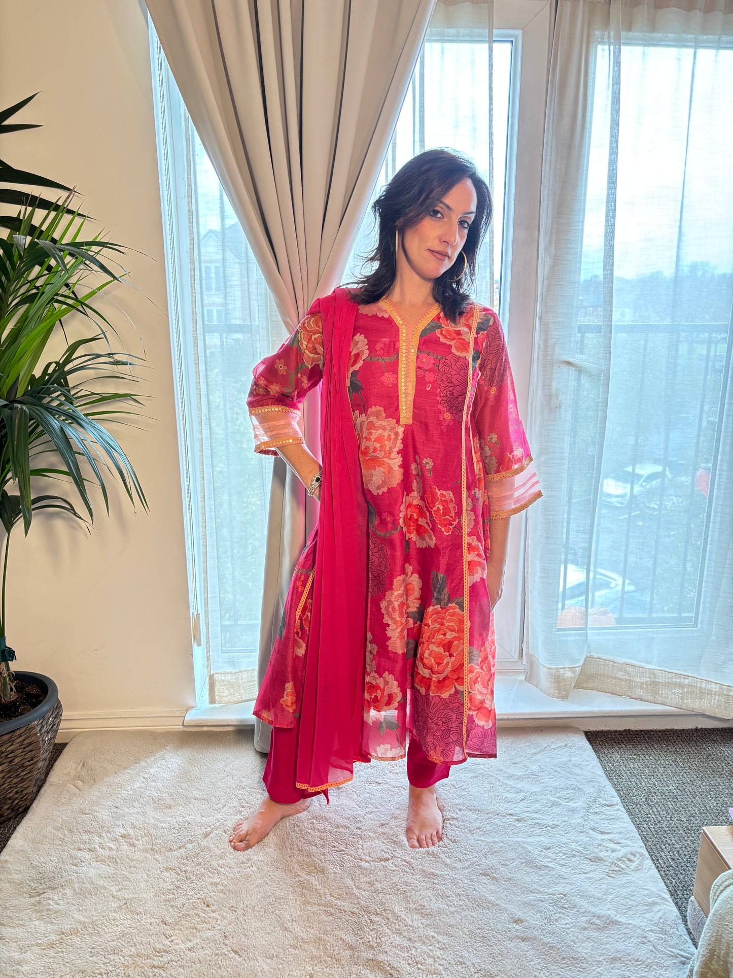 SAMARA – Floral Embroidered Chanderi Anarkali Set