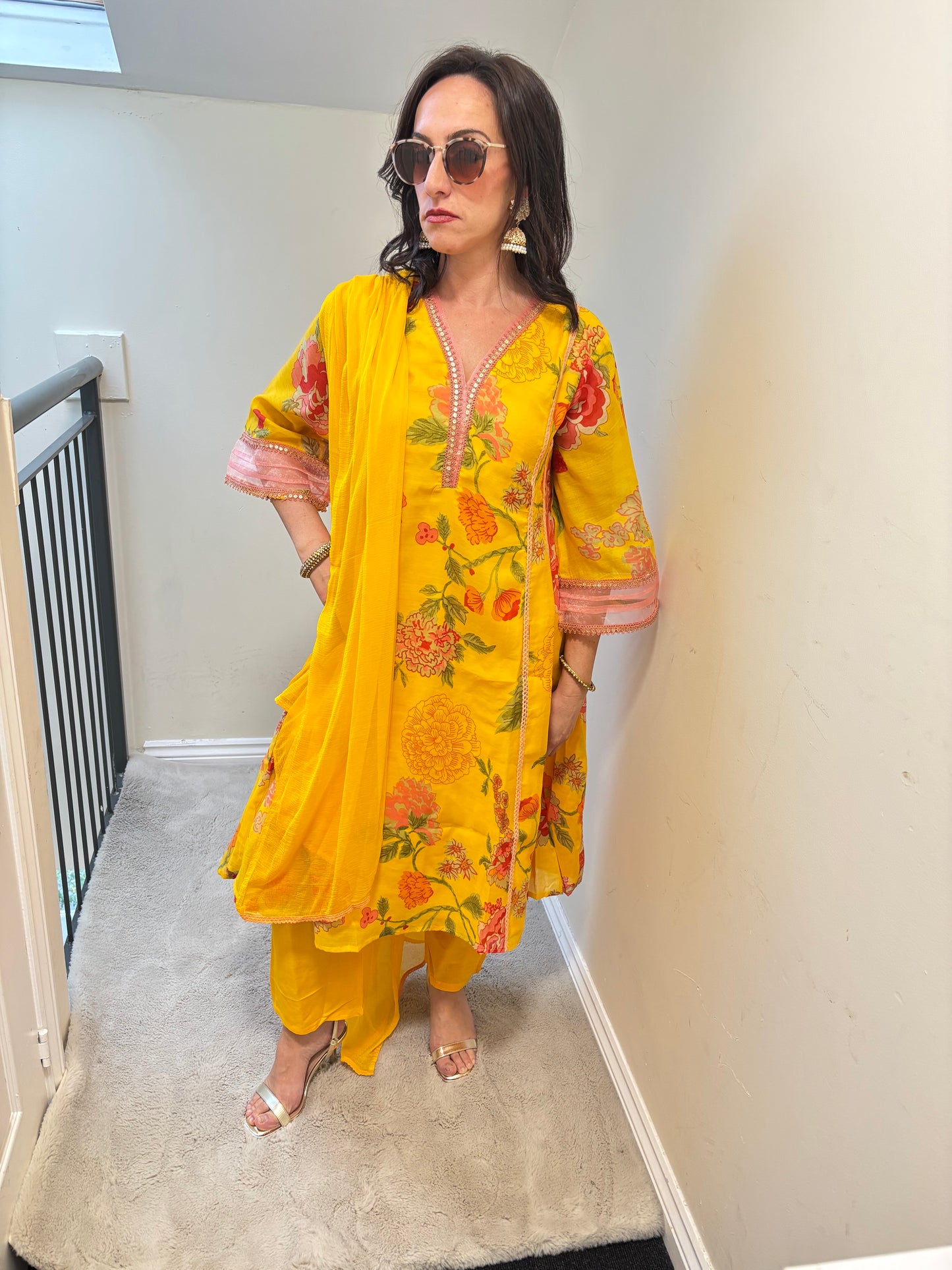 SAMARA – Floral Embroidered Chanderi Anarkali Set