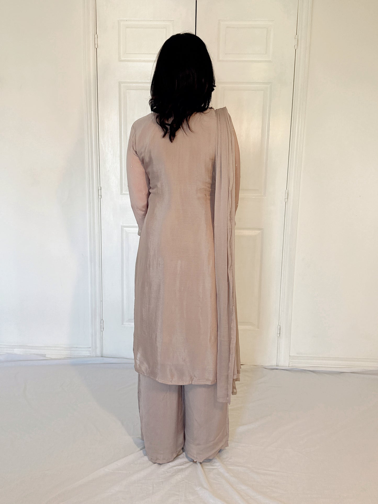 Aurelia Silk Blend Embroidered Kurta Palazzo Set