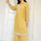Lia Yellow Silk Blend Embroidered Kurta Palazzo Set