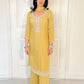 Lia Yellow Silk Blend Embroidered Kurta Palazzo Set