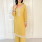 Lia Yellow Silk Blend Embroidered Kurta Palazzo Set