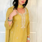 Lia Yellow Silk Blend Embroidered Kurta Palazzo Set