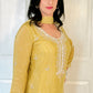 Lia Yellow Silk Blend Embroidered Kurta Palazzo Set