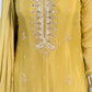 Lia Yellow Silk Blend Embroidered Kurta Palazzo Set
