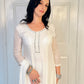 Tara White Silk Blend Embroidered Kurta Palazzo Set