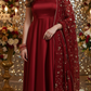 RESHMA Red Satin Sleeveless Anarkali Suit Set