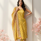 Avni Yellow Sleeveless Printed Kurta And Trouser Suit Set