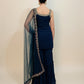 KIARA  Luxury Navy Floral Embroidered Sharara Set Back