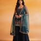 KIARA_NAVY_0KIARA  Luxury Navy Floral Embroidered Sharara Set FRONT AI