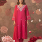 KIA Fuchsia Embroidered Cotton Silk Kurta Set