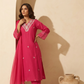 KIA Fuchsia Embroidered Cotton Silk Kurta Set FRONT AI 