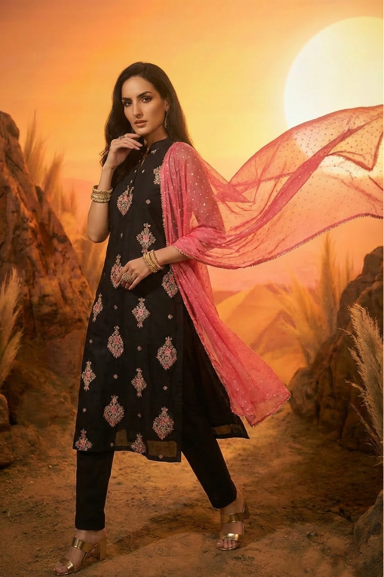 KIMORA Embellished Sleeveless Shalwar Kameez SIDE AI