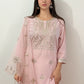 MYRAA  Light Pink Silk Blend Embroidered  Kurta Set Close Up