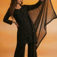 NINA  Black Embroidered Kurta Palazzo Suit  SIDE front 