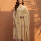 NOOR Beige Mul Chanderi Embroidered Anarkali  Suit Set Outfit
