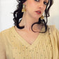 NOOR Beige Mul Chanderi Embroidered Anarkali  Suit Set  Top 
Detail