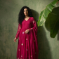 NOOR Fuchsia Mul Chanderi Embroidered Anarkali Suit Set