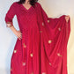 NOOR Fuchsia Mul Chanderi Embroidered Anarkali Suit Set Closer Picture