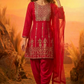 NYLA Pink Threadwork Kurta and Dhoti Pant Set FRONT AI