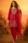 NYLA Pink Threadwork Kurta and Dhoti Pant Set FRONT AI