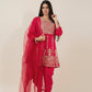 NYLA Pink Threadwork Kurta and Dhoti Pant Set Front