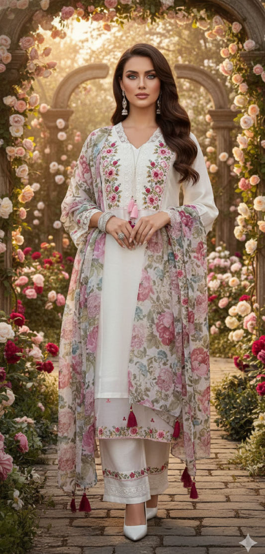 AARA - Embroidered Elegance Kurta Set with Dupatta