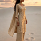 Prisha Golden Beige Silk Blend Hand embellished  Kurta Palazzo Set  Standing 3 AI 