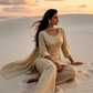 Prisha Golden Beige Silk Blend Hand embellished  Kurta Palazzo Set sitting 2 AI 