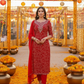 RAAYA  Red Bandhani Tie Dye Embellished Kurta Set