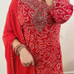RAAYA  Red Bandhani Tie Dye Embellished Kurta Set Close Up