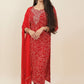 RAAYA  Red Bandhani Tie Dye Embellished Kurta Set Front