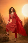 RAAYA  Red Bandhani Tie Dye Embellished Kurta Set SIDE AI 