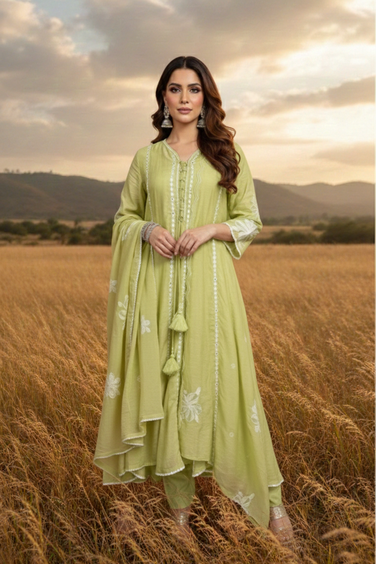 REEM_Elegant_Green_Embroidered_Anarkali_3_Piece_Set Outfit
