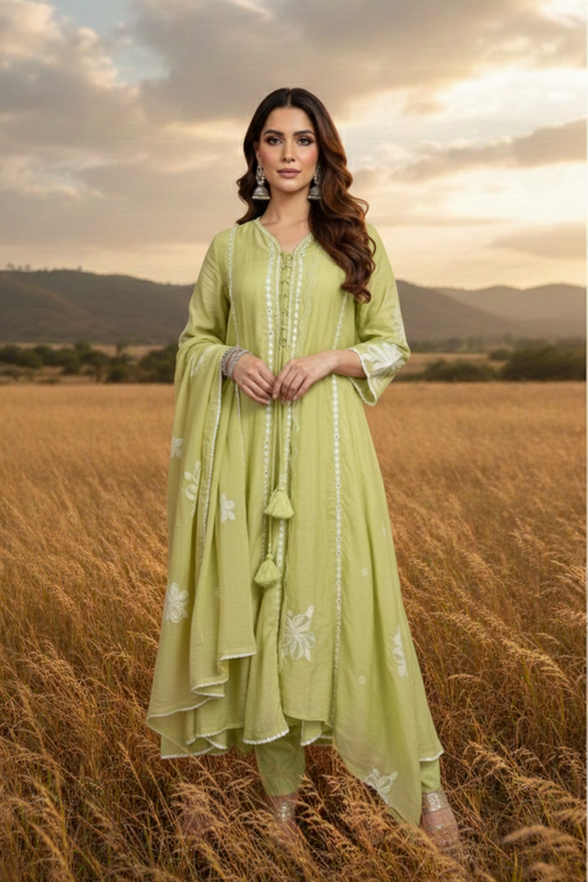 REEM_Elegant_Green_Embroidered_Anarkali_3_Piece_Set Outfit