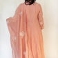 REEM Peach Mul Chanderi Embroidered Anarkali Suit  Back