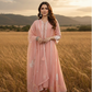 REEM Peach Mul Chanderi Embroidered Anarkali Suit  Front Picture