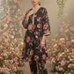 RENEE Black Floral Printed Cotton Silk Kurta and Trouser Set