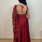 RESHMA Red Satin Sleeveless  Anarkali Suit back