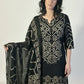 RIDHI Black Bandhani Tie Dye Kurta Trousers Suit Set  Close Up