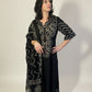 RIDHI Black Bandhani Tie Dye Kurta Trousers Suit Set Front