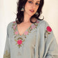 RIMSHA_Baby_Blue_Pure_Banaras_Mul_Chanderi_Suit_Set Front Side Outfit Front Detail
