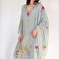 RIMSHA_Baby_Blue_Pure_Banaras_Mul_Chanderi_Suit_Set Front Side Outfit Second Picture