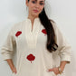 ROSA Pure Cotton Kurta Set  With Floral Embroidery Close Up