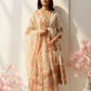 Saanvi Peach Black Printed Cotton Anarkali Suit Set