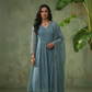SAFA  Elegant  Blue Pintuck Mul Chanderi Suit Set