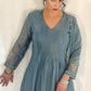 SAFA  Elegant  Blue Pintuck Mul Chanderi Suit Set Close up
