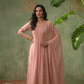 SAFA Elegant Peach Pleated Mul Chanderi Suit Set