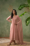 SAFA Elegant Peach Pleated Mul Chanderi Suit Set